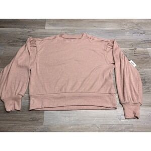 Womens Cropped‎ Sweatshirt Ribbed Knit Tonal Dusty Pink Size S Sweater SO NWT